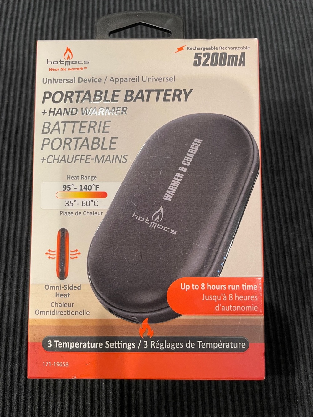 Portable Battery Hand Warmer 5200mA - Black